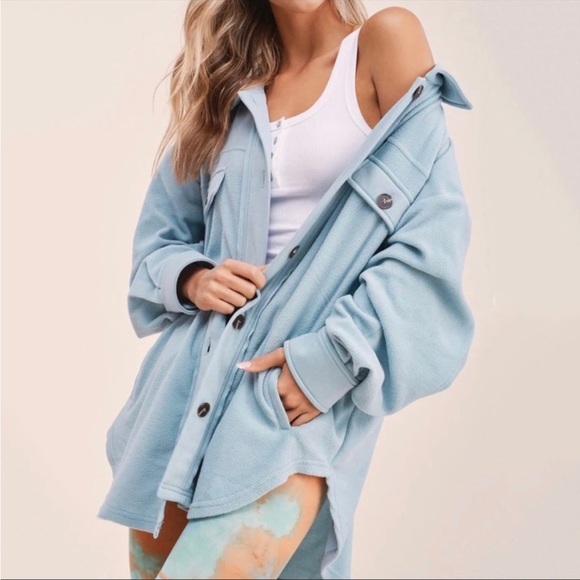 NWOT- THREAD & SUPPLY- Shirt Jacket in sky blue size L - Picture 2 of 10